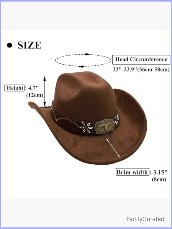 Classic Western Wide Brim Felt Cowboy Hat with Buckle